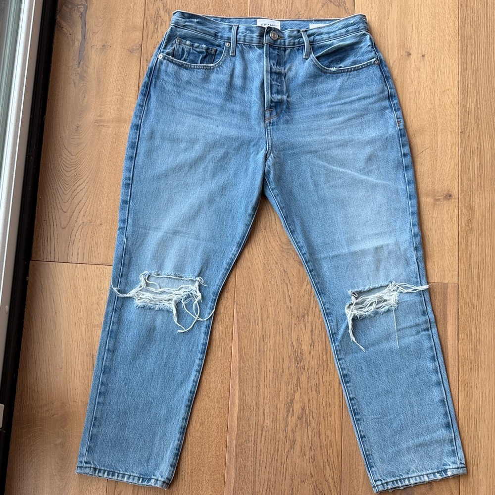 Frame Denim ‘Le Original’ Light Blue Distressed Ankle Jeans